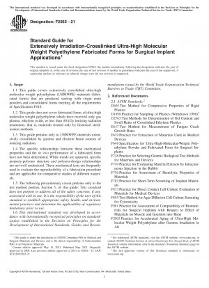 Guía estándar para formas fabricadas de polietileno de peso molecular ultra alto reticulado extensamente por irradiación para aplicaciones de implantes quirúrgicos