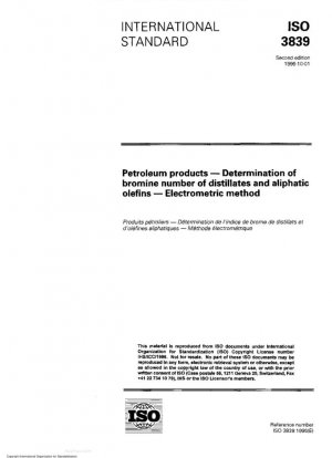 Productos derivados del petróleo - Determinación del número de bromo de destilados y olefinas alifáticas - Método electrométrico