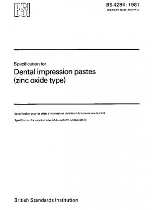 Especificación para pastas de impresión dental (tipo óxido de zinc)
