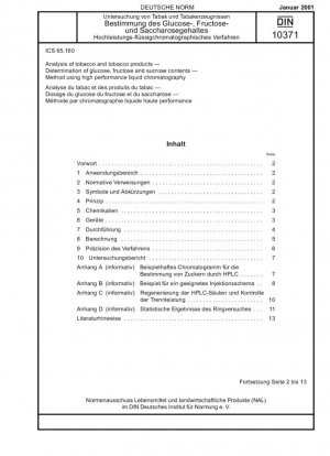 Análisis de tabaco y productos del tabaco - Determinación del contenido de glucosa, fructosa y sacarosa - Método mediante cromatografía líquida de alta resolución