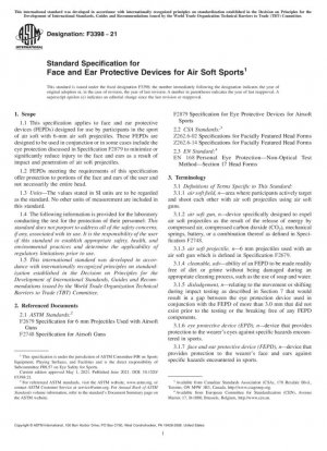 Especificación estándar para dispositivos de protección facial y auditiva para deportes Air Soft