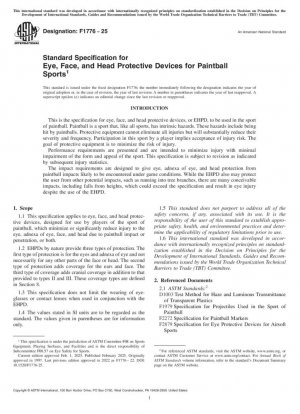 Especificación estándar para dispositivos de protección para ojos, rostro y cabeza para deportes de paintball