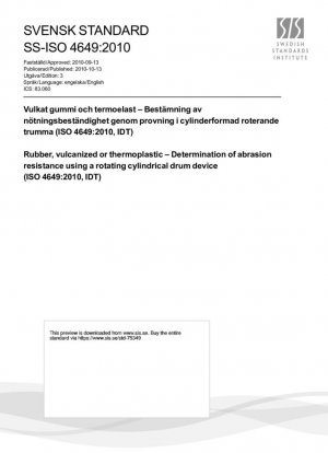 Caucho vulcanizado o termoplástico. Determinación de la resistencia a la abrasión mediante un dispositivo de tambor cilíndrico giratorio (ISO 4649:2010, IDT)