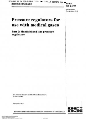 Reguladores de presión para uso con gases medicinales Parte 2: Reguladores de presión de colector y línea [Reemplazado por: CEN EN ISO 10524-2]