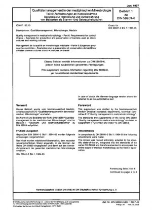 Gestión de calidad en microbiología médica - Parte 6: Requisitos para cepas de control; Ejemplos de producción y conservación de bacterias utilizadas como cultivos madre y cultivos de trabajo.