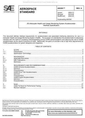 Especificación de la interfaz del acelerómetro del sistema de monitoreo de uso y salud del helicóptero