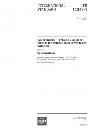 Cilindros de gas. Roscas cónicas 17E y 25E para conexión de válvulas a cilindros de gas. Parte 1: Especificaciones.