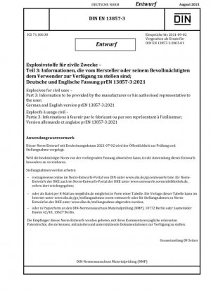 Explosivos para uso civil. Parte 3: Información que debe proporcionar el fabricante o su representante autorizado al usuario.