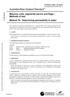 Unidades de mampostería y adoquines y losas segmentadas - Métodos de prueba - Determinación de la permeabilidad al agua