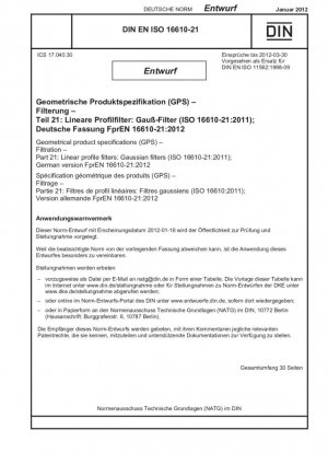 Filtrado de especificación de producto geométrico (GPS) Parte 21: Filtros de perfil lineal: Filtro gaussiano (borrador)