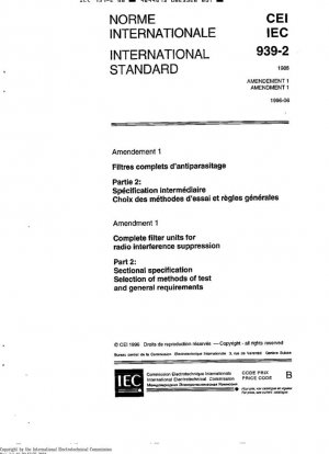 Unidades de filtrado completas para la supresión de interferencias de radio. Parte 2: Especificación seccional - Selección de métodos de prueba y requisitos generales