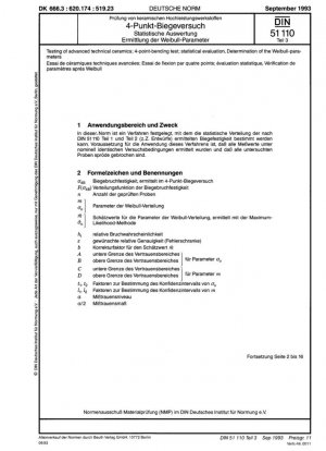 Prueba de cerámica técnica avanzada Prueba de flexión de cuatro puntos Evaluación estadística Determinación de parámetros Weibull Parte 3