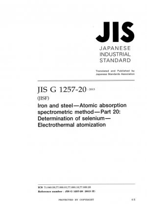 Hierro y acero -- Método espectrométrico de absorción atómica -- Parte 20: Determinación del selenio -- Atomización electrotérmica